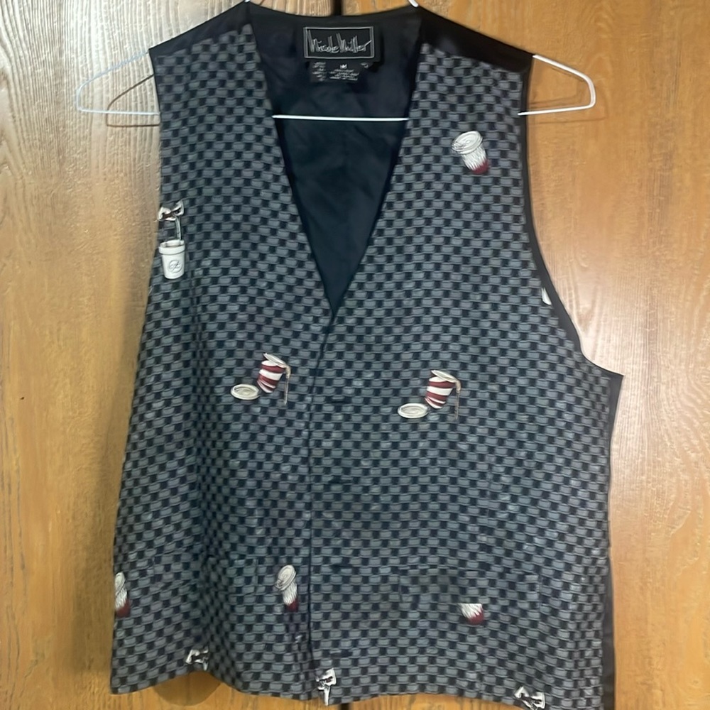 Nicole Miller - Silk Vest - Coffe cup print